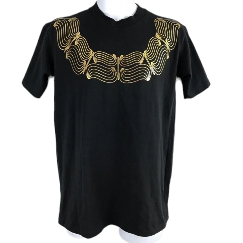 Vintage 90s Black Metallic Gold T-shirt Mens size Medium - Made in USA